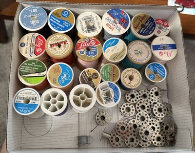 Lot Thread Lot Spools Sewing Polyester Rayon Various Color Size Sewing Bobbins