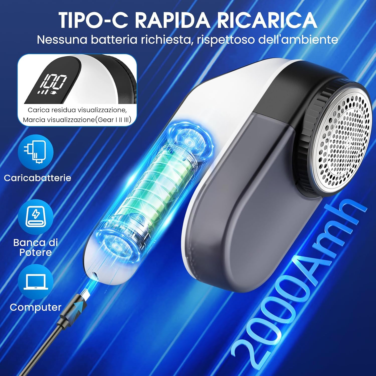 OFFERTA Levapelucchi Elettrico Potente - Togli Pelucchi 3 Velocità - 4