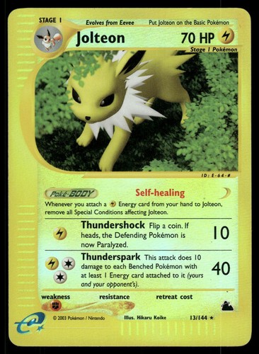 Jolteon 13/144 Rare Skyridge Pokemon Reverse Holo Near Mint
