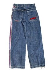 Vintage 2000s Y2K Jnco Wide Leg Baggy Side USA Embroidered Jeans Size 18 - 30x28