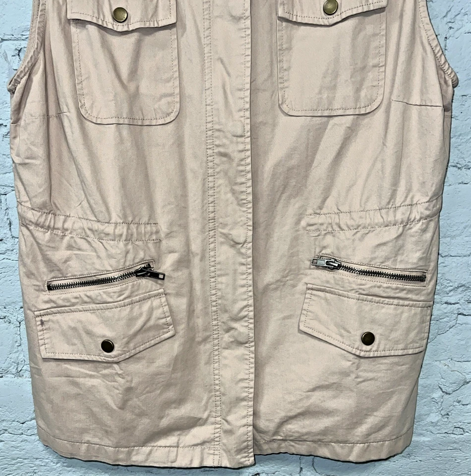 Love Tree Women’s Utility Vest Size Large Blush Drawstring Zip Button Pockets - Image 4 of 4