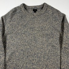 J.Crew Sweater Mens XL Lambswool Marled Knit Crewneck Blue Cream