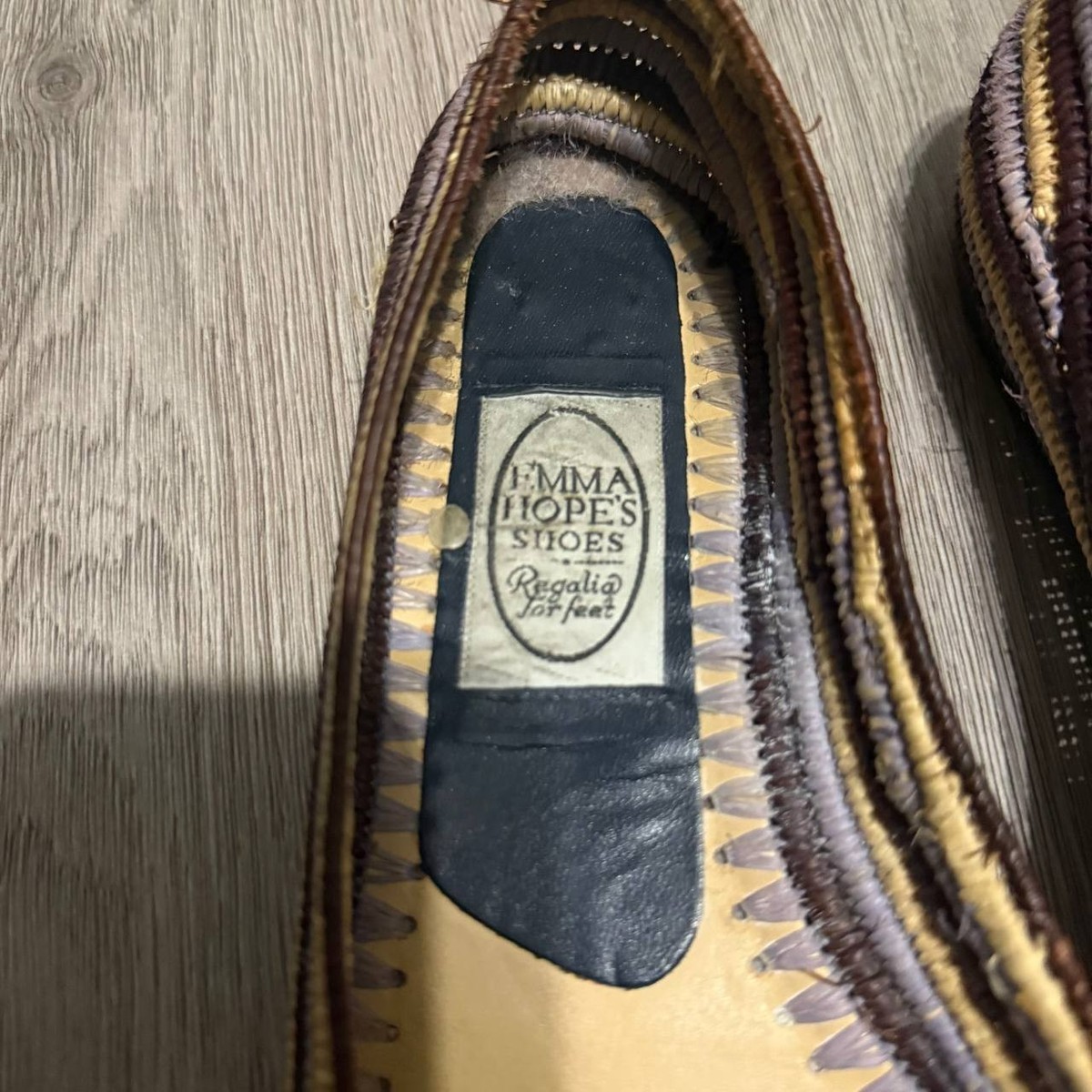 Emma Hope Ballet Flat Shoes Basket Weave Regalia Raffia Bow Slip