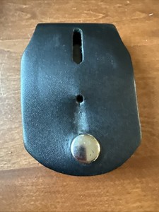 Police Badge Holder Belt Clip Stainless Steel Heavy Gauge Leather Made In USA