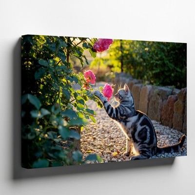 In A Serene Garden Bathed In The Golden Sunlight, A Playful Wall Art Home Decor