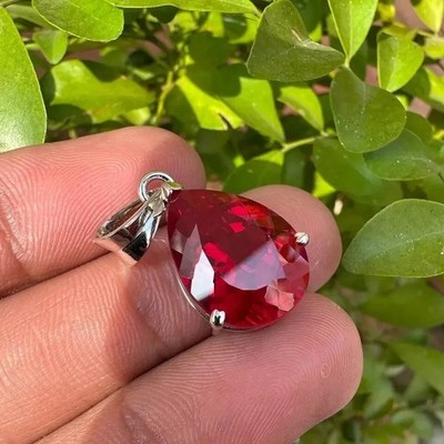 Certified Natural Mozambique Red Ruby 30 Ct +Loose Gemstone 925 Silver Pendant