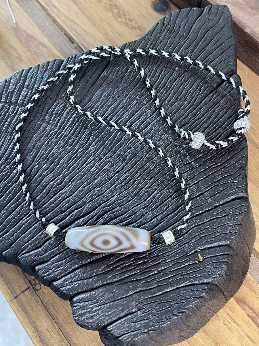 Tibetan Necklace 2 Eyed Phoenix Dzi Bead Pendant Amulet Agate