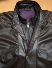 Pierre Cardin Herren Lederjacke Bomberjacke  Lammnappa Gr. 52 dunkelbraun 