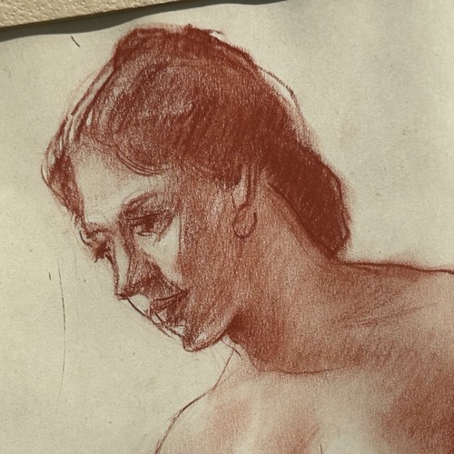 Leon A. Makielski Original Red Chalk Aktzeichnung 27”x19” Nachlass Künstler - Bild 2 von 7