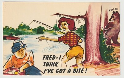 Fishing Scene Bear Berkeley California Postcard