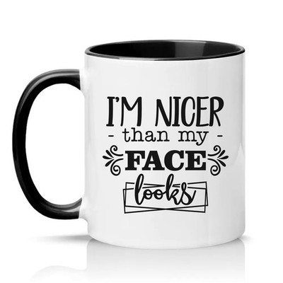 Ich bin schöner als mein Gesicht Unisex 11 Unzen Keramiktasse sarkastischer Humor Geschenk
