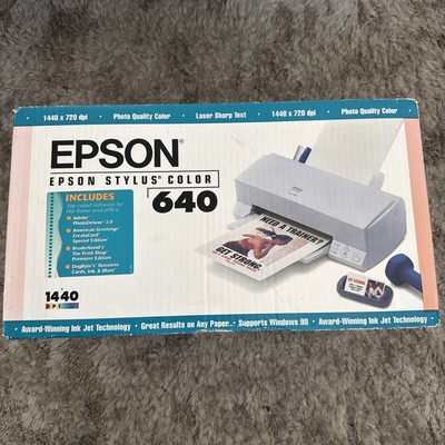 Epson Stylus Color 640 Ink Jet Printer Open Box Original Inks Parallel Port 1997