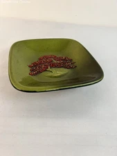 Vintage Evans Table Ashtray Brass Enamel Japanese Cherry Blossom