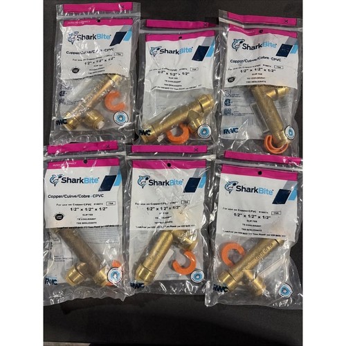 SharkBite 1/2-in Push-to-Connect Slip Tee 818074 LOT X 6