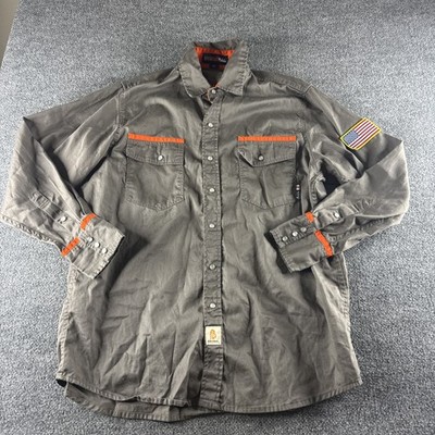Bocomal FR Shirt Mens XL Gray Flame Resistant Twill Long Sleeve Snap Workwear