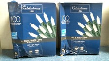 Celebrations LED 100 COOL WHITE MINI lights LOT OF 2 SKU 9292350 FREE SHIPPING
