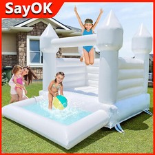 Inflatable White Bounce House Castle W/ Blower Wedding Bouncy Castle Jumping Bed