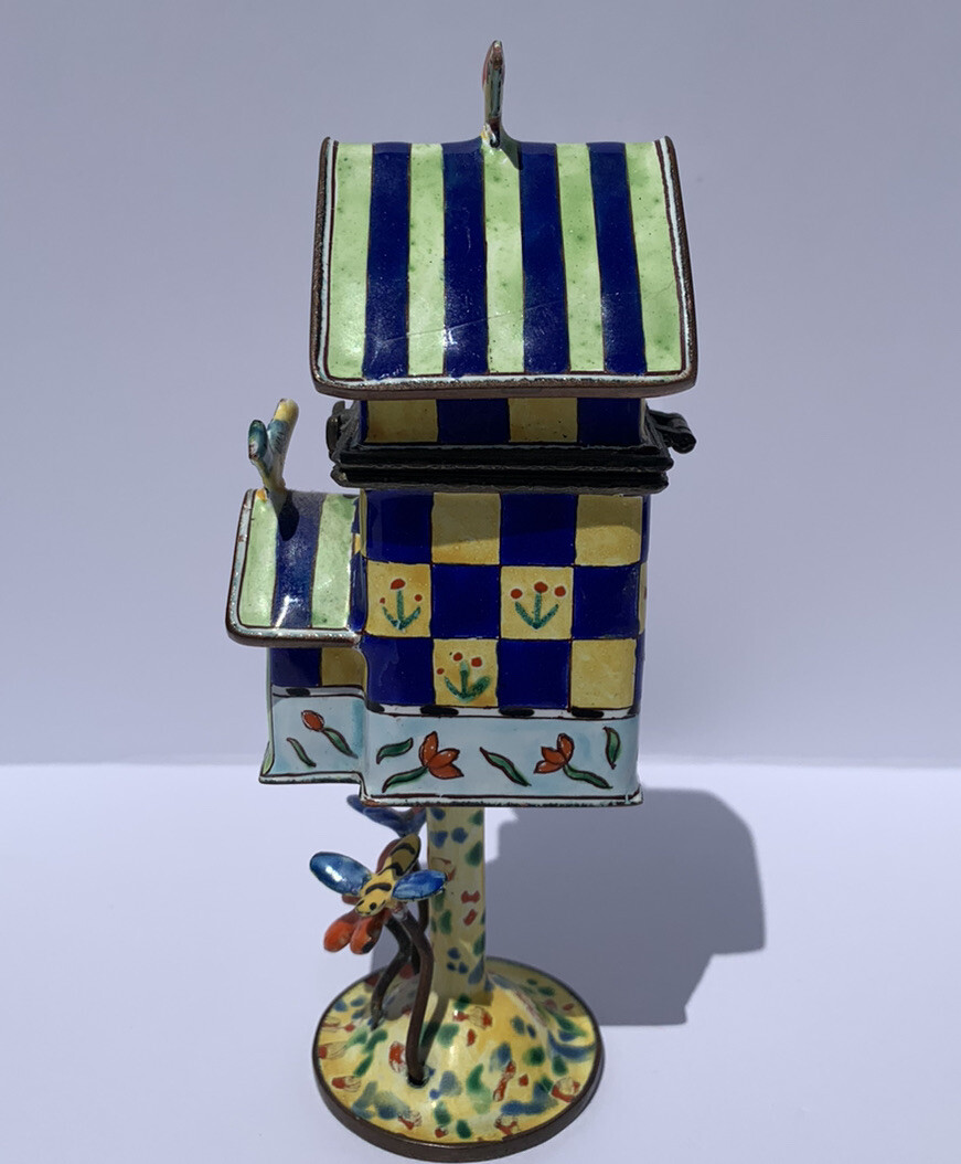1999 Kelvin Chen Trinket Box Miniature Birdhouse Checker Style