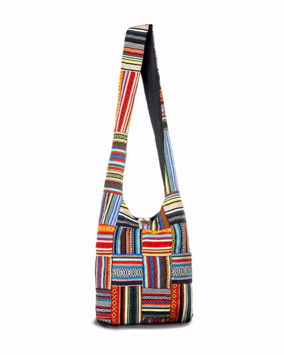 Kathmandu Collection Handmade 100% Cotton Boho Shoulder Bag from Nepal, Colorful