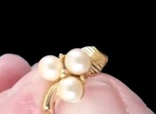 Trifari gold pearl earrings