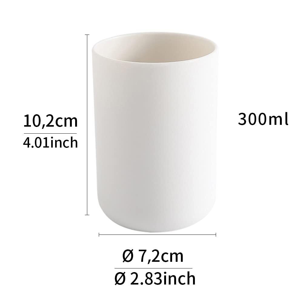 Unbreakable Bathroom Tumblers 2-Pack 300ml White Dishwasher Safe Drink Cups