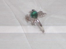 New Silvertone Adjustable Hummingbird with Crystal Ring Size 8.5 Before Adjust