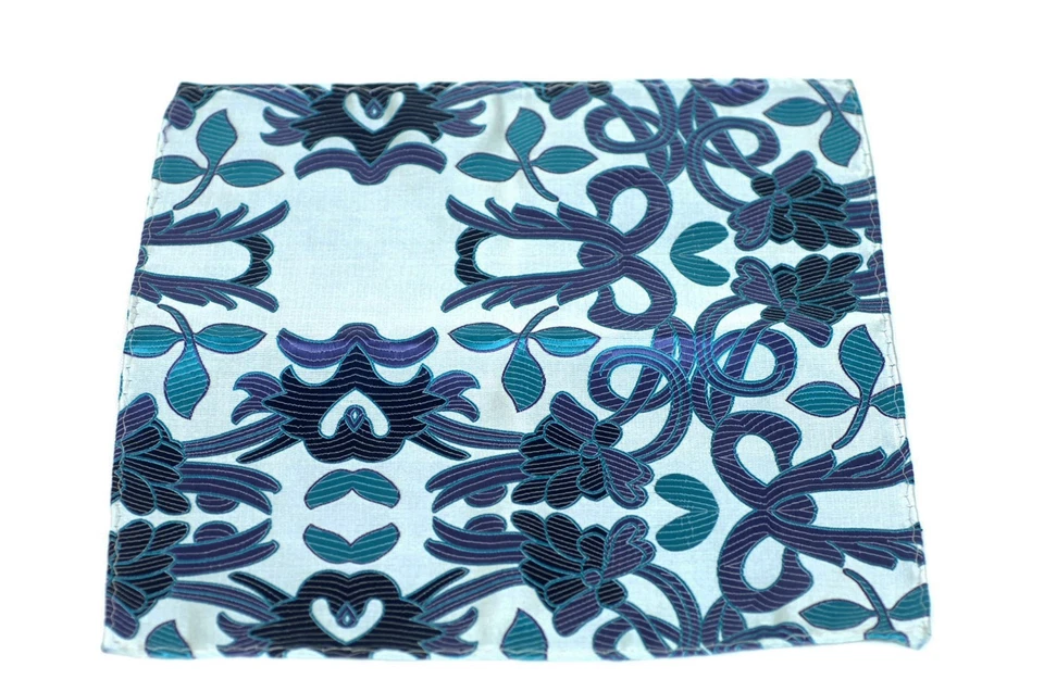 Lord R Colton Masterworks Pocket Square - Jacaranda Aqua Silk - $75 Retail New - Image 3 of 4