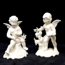Karl Klette Dresden Germany  White Bisque Angel Cherubs 5 1/2" Figurine Lot of 2
