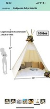 Teepee Tent for Kids Tents with Mat Inner Pocket Foldable Play Tent Canvas White