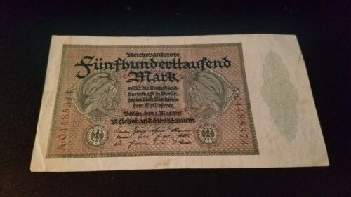 Fünfhunderthausend Mark 500000 Deutsche Mark Reichsbanknote Berlin 1. Mai 1923 Cir - Bild 1 von 2