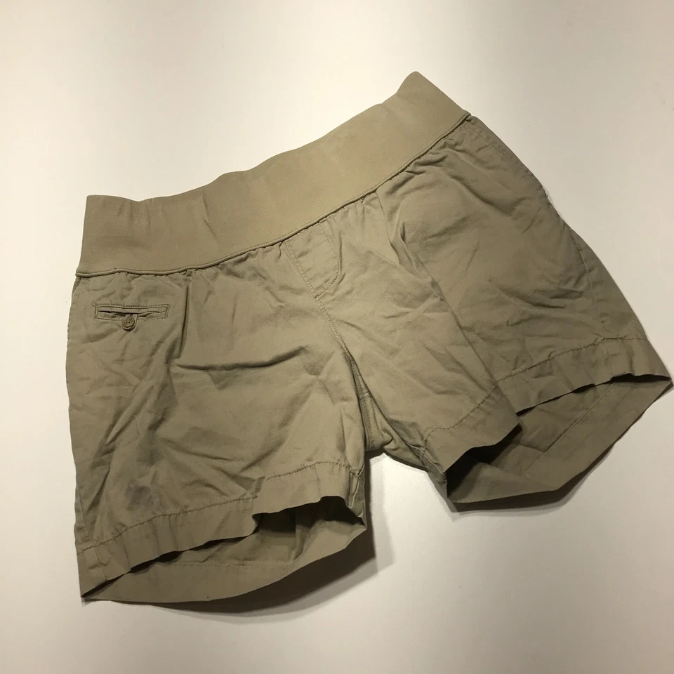 Pantalones Cortos de Maternidad Liz Lange Para Mujer Tostado Caqui Algodón Pull On Tejido Cintura Talla S Foto 3 de 4