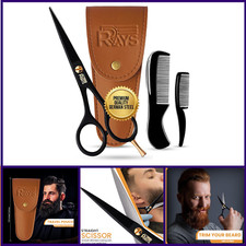 5'' Beard Scissors for Men- German Mustache Scissors with Beard  Mustache Comb