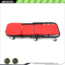 2 In 1 Foldable Mechanics Z Creeper Seat Rolling 36" Chair Garage Work Stool