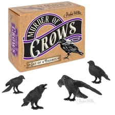 NEW A Murder of Crows - set of 4 crows in box w/ nesting material - Archie McPee