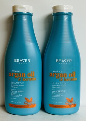 without box 2Pack Beaver Beauty  Repairing Shampoo with Argan Oil  Kerat G1N