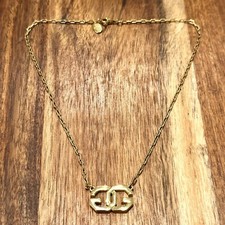 GIVENCHY GG Logo Gold Tone Pendant Necklace