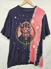 Vintage Star Wars Darth Maul T Shirt Sith Tie Dye Sz L Lucas films Red Black