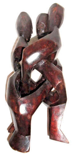 African Wooden Carved Tripod Bowl Stand, Hand Carved, 10.5" x 8" - Picture 7 of 7