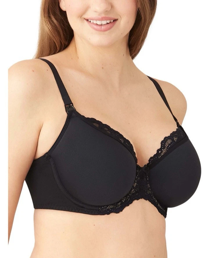 Wacoal Maternidad Camiseta Sujetador Enfermería Con Aros Negro Moldeado Acolchado 38C 859221 Foto 3 de 4