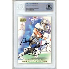 Daryl Johnston Signed 1998 SkyBox #135 Cowboys Beckett BAS Slabbed NFL Auto Card
