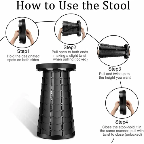 Tragbarer Klappstuhl Klapphocker Verstellbarer Höhenverstellbar Hocker Teleskop - Bild 10 von 43