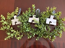 Set Of 3 Faux Artificial Wreaths 6" Form with black & white ribbon loop, NWT