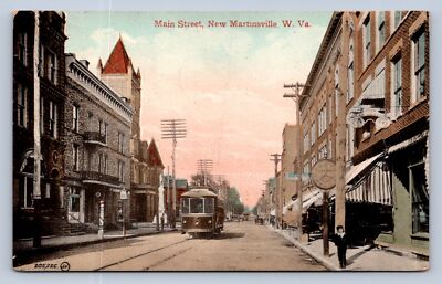 J92/ New Martinsville West Virginia Postcard c1910 Main Street Trolley 317