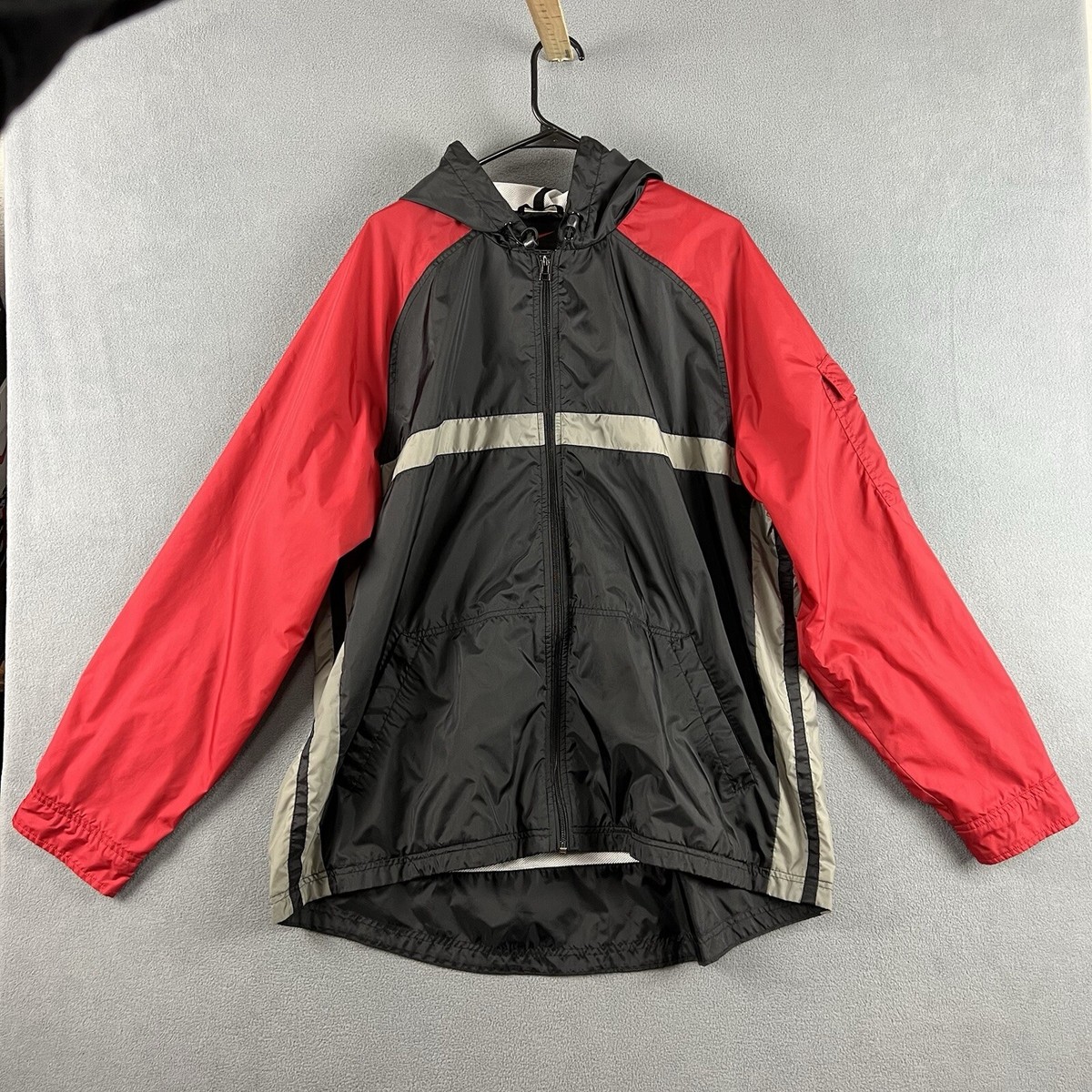 VTG 90s Nike Jacket Mens XL Windbreaker Full Zip Black Tag Swoosh