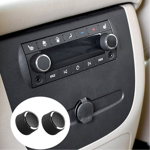2PCS Rear Audio Control Knobs For Chevy Tahoe, GMC, Cadillac Escalade & Enclave - Black ABS, OEM 22912547