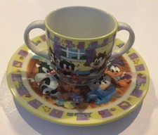 Wedgwood BABY LOONEY TUNES - Plate And Cup Taz Bugs Bunny Tweety Bird Sylvester
