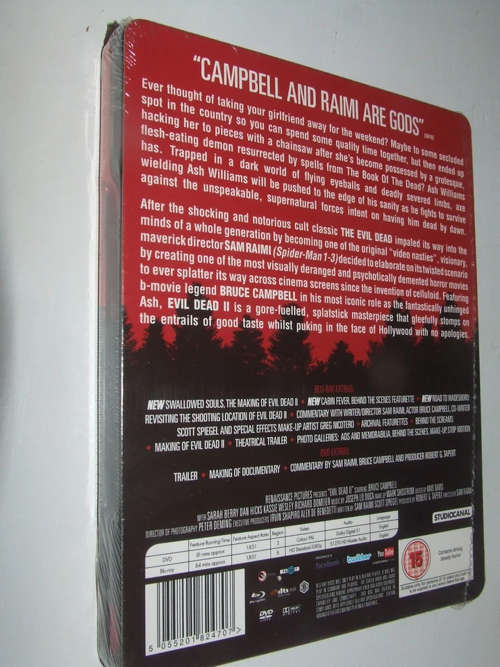 The Evil Dead 2  BLU RAY  NEW & SEALED Steelbook Bruce Campbell - Image 2 of 2