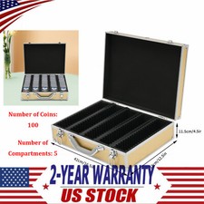 Coin Holder with 5 Compartments - Stylish Aluminum Storage for Collectors