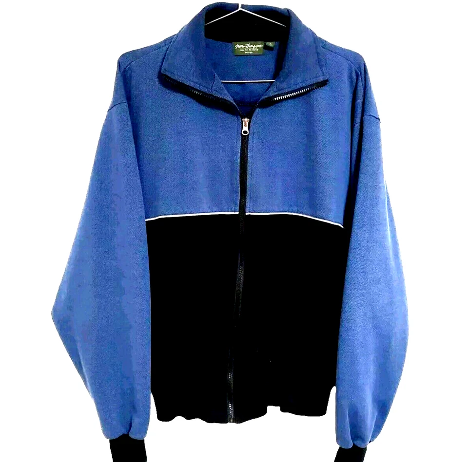 VTG Norm Thompson Full Zip Sweater Track Jacke Activewear color-block 90s Size L - Image 2 of 4