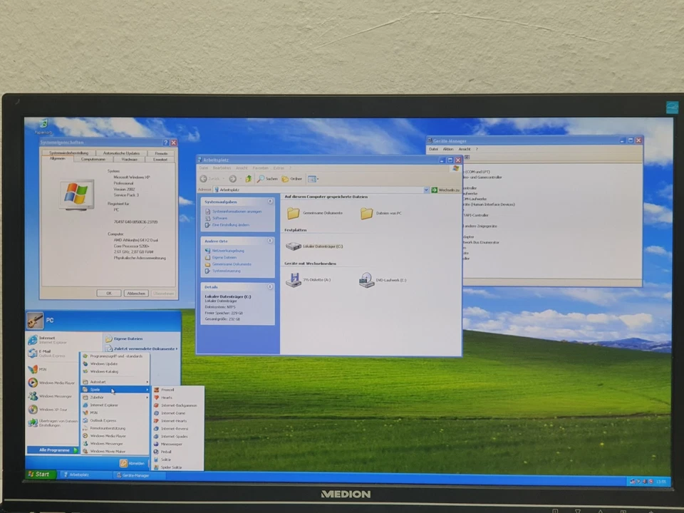 Windows XP Gaming PC Computer Für Maschinen COM LPT AMD 250GB 4GB DVD-Brenner - Bild 2 von 4